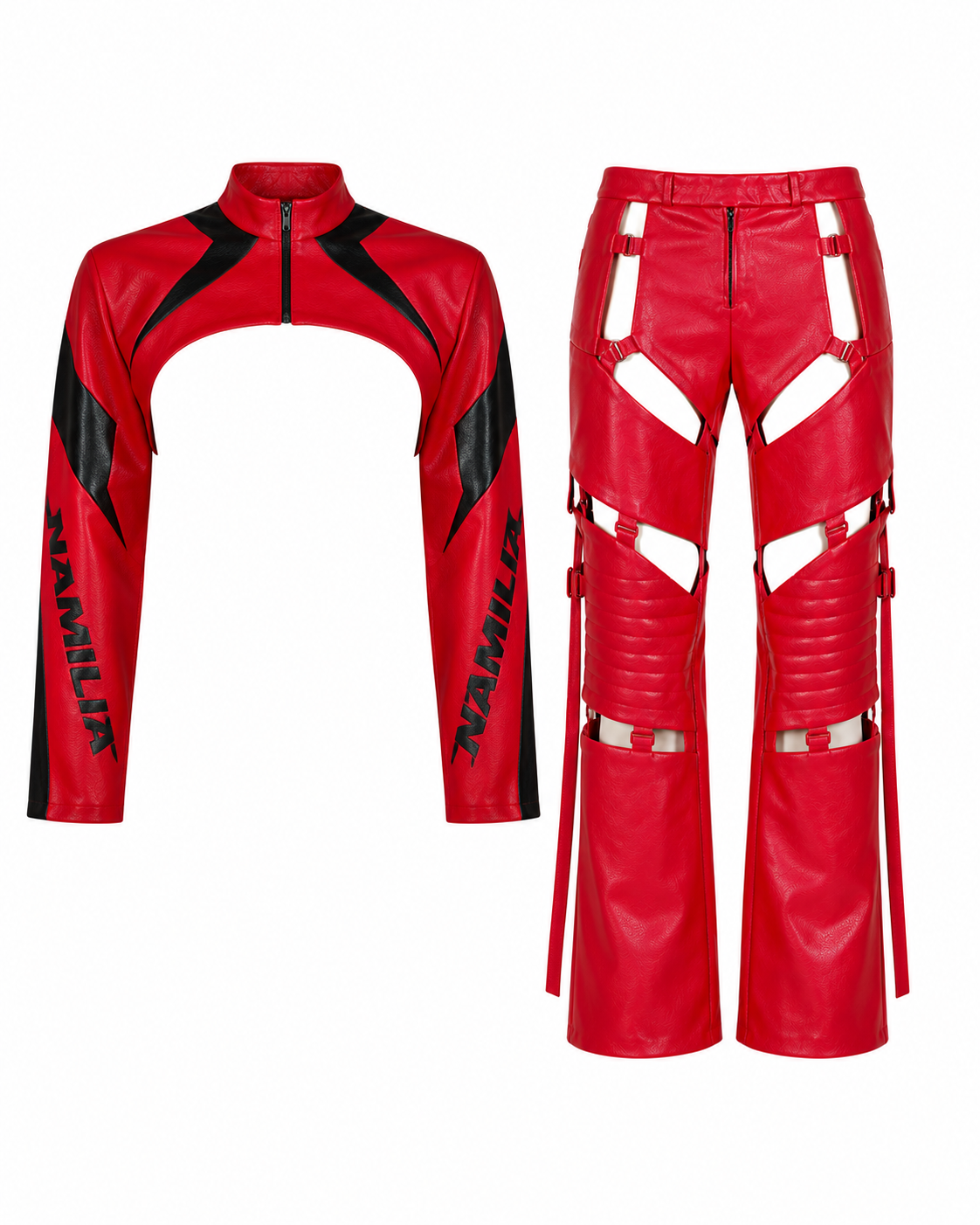 Namilia Red Cut-Out Bolero & Pants Set