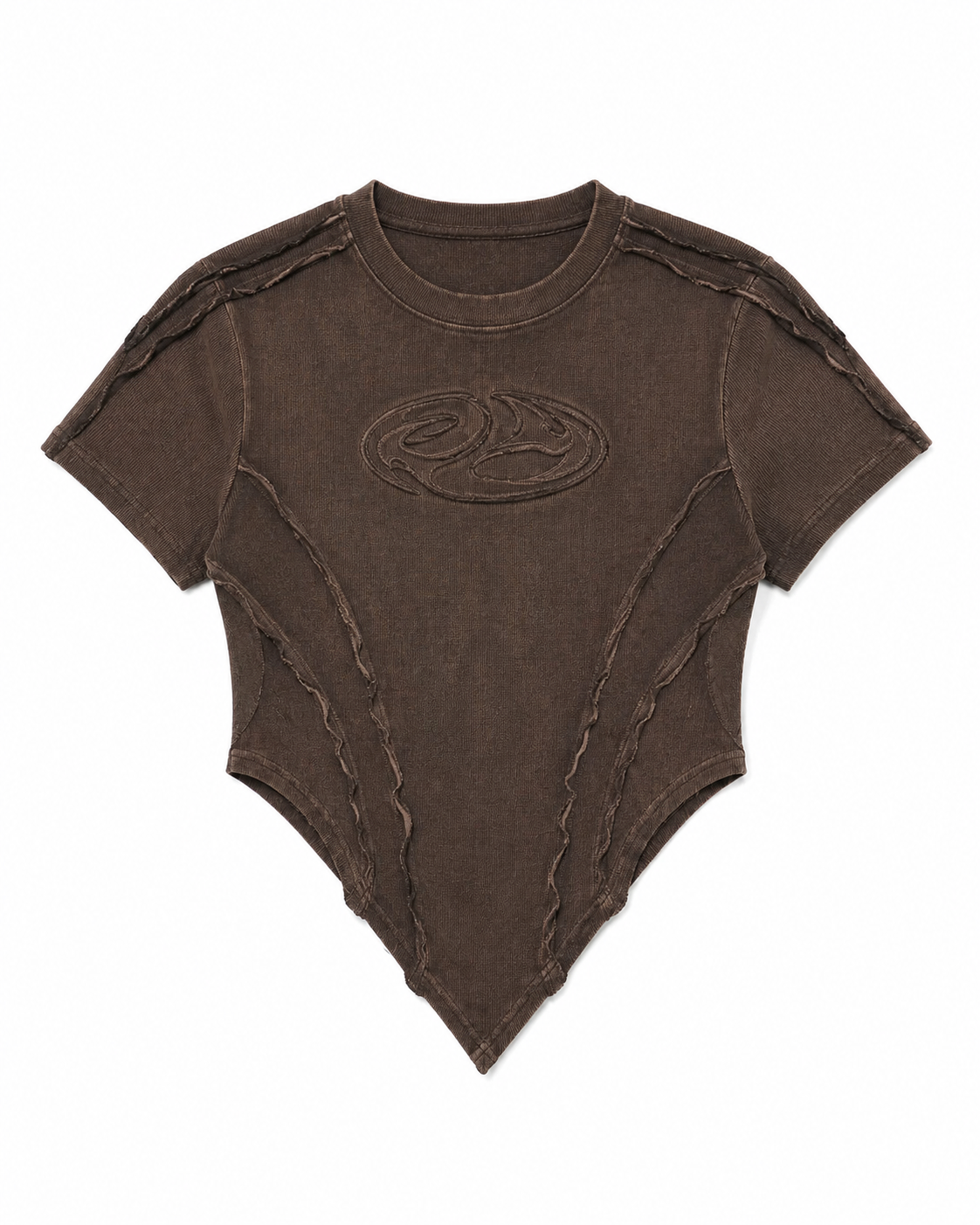 Deconstructed Brown Pointed Hem Top