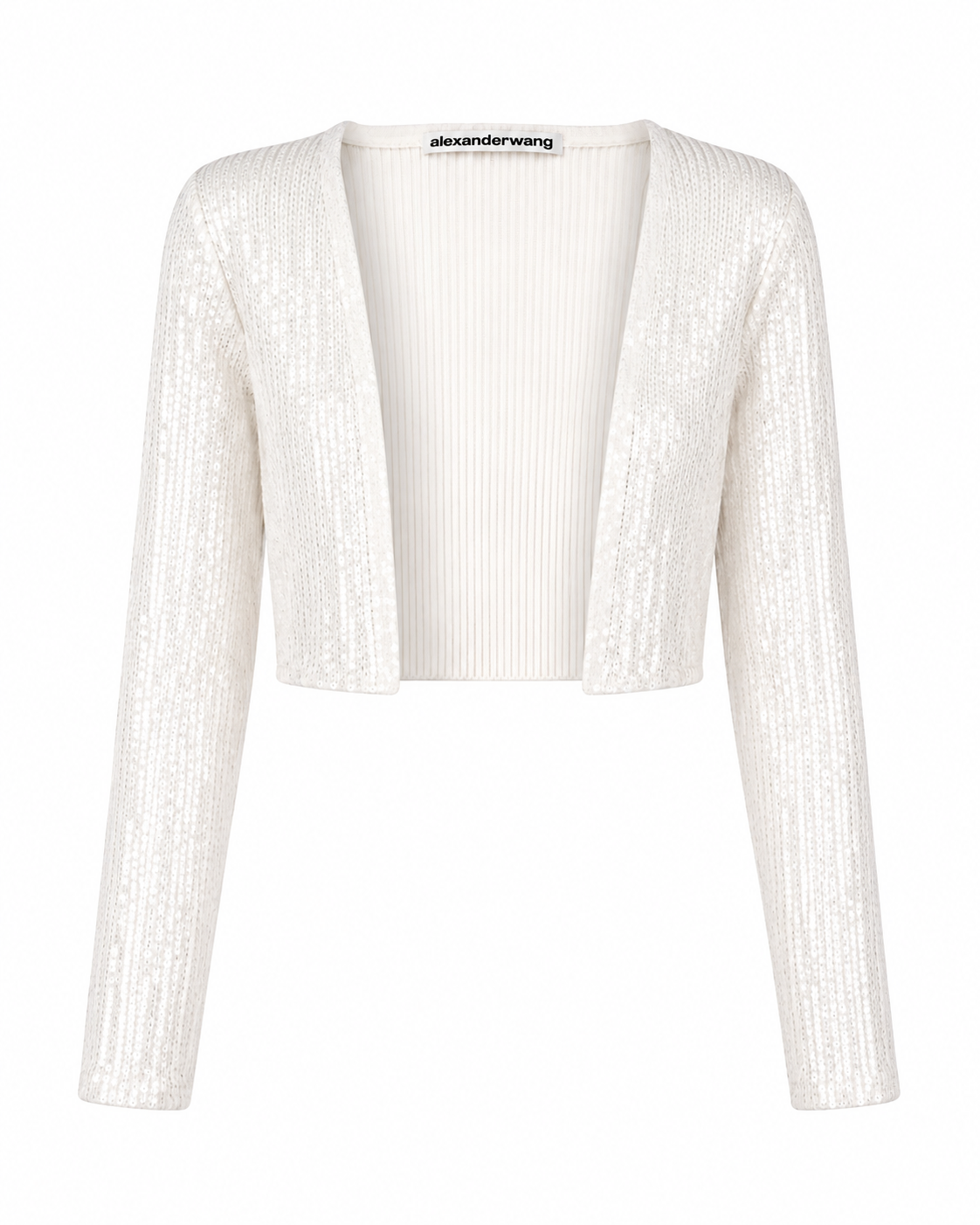 Alexander Wang White Sequin Cropped Cardigan