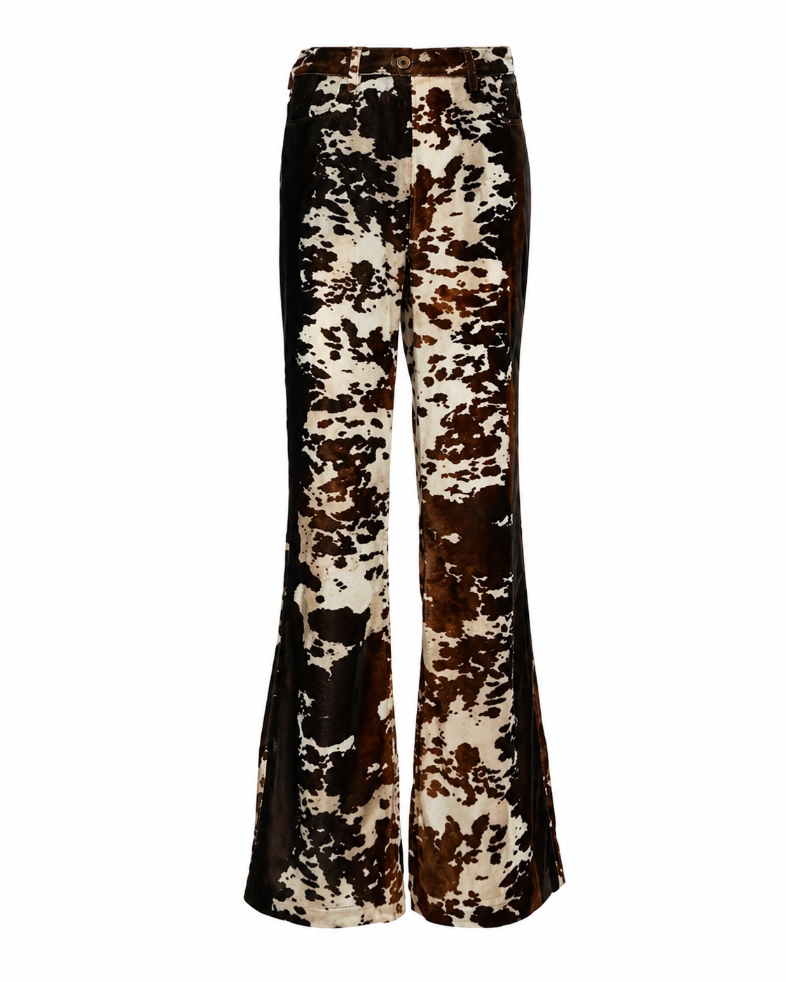 Acne Studios Pase Cow-Print Velvet Flared Pants