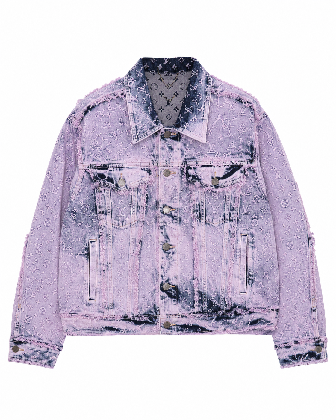 Louis Vuitton Purple & Blue Monogram Distressed Denim Jacket