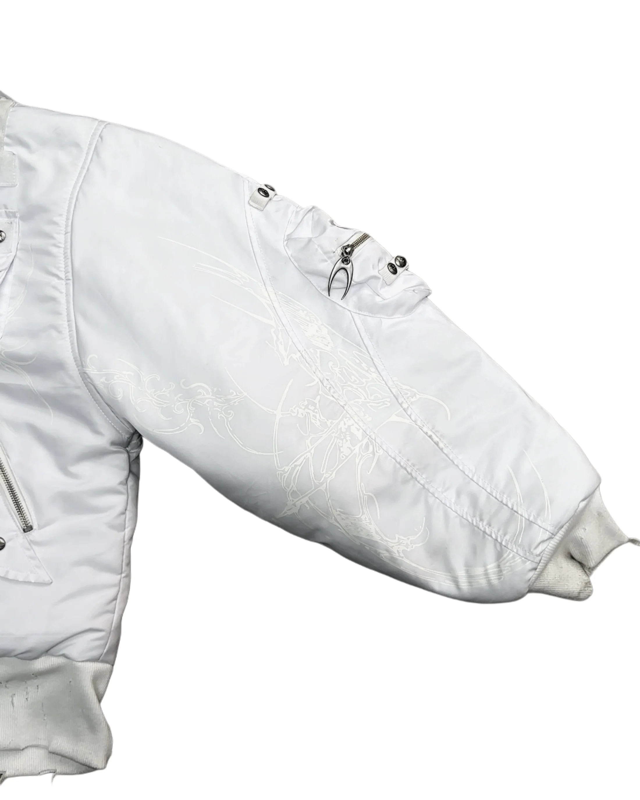 Cozy Worldwide Chaos White Reversible Bomber Jacket