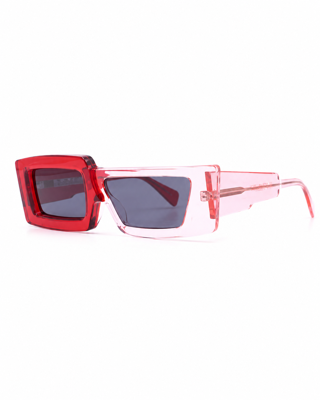 Kuboraum Red and Pink Asymmetric Mask Sunglasses