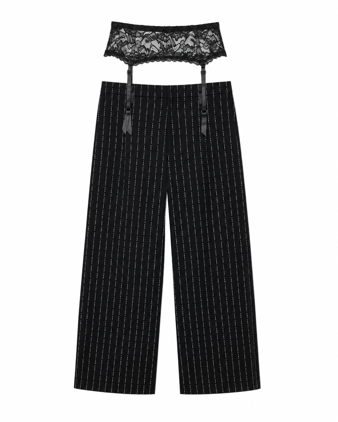 Namilia Lace Pinstripe Wide-Leg Pants