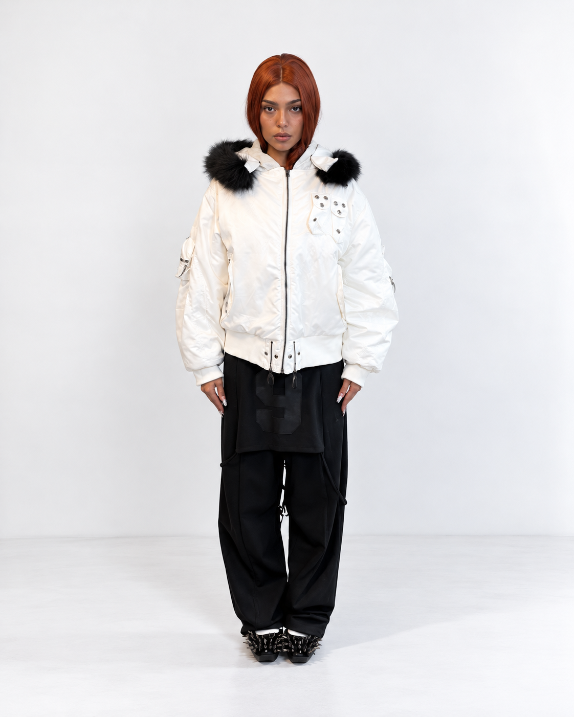 Cozy Worldwide Chaos White Reversible Bomber Jacket