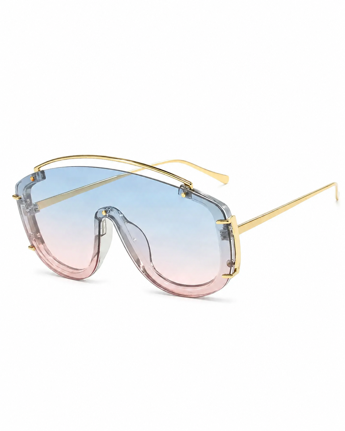Tokyo Blue Pink Gradient Oversized Shield Sunglasses