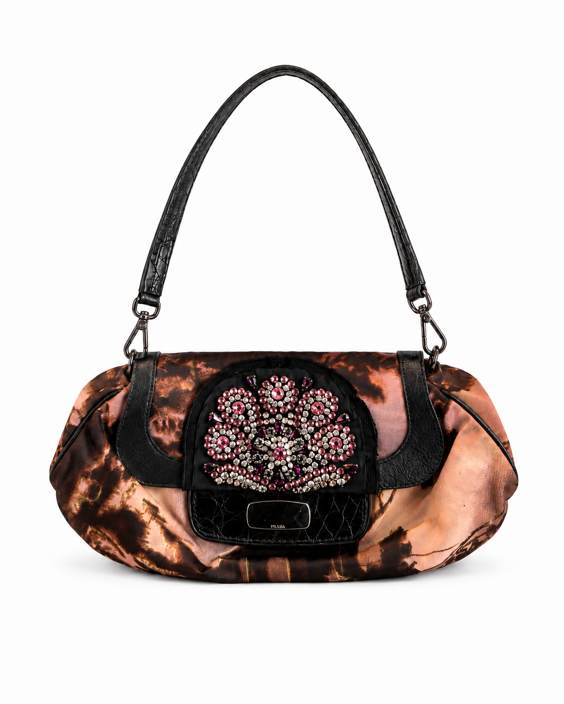 Prada Vintage Flower Leopard Shoulder Bag