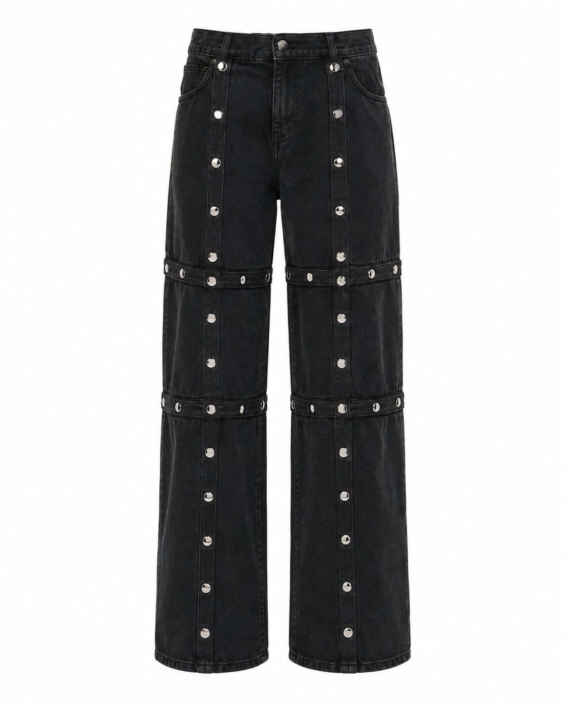 The Attico Studded Convertible Straight-Leg Jeans