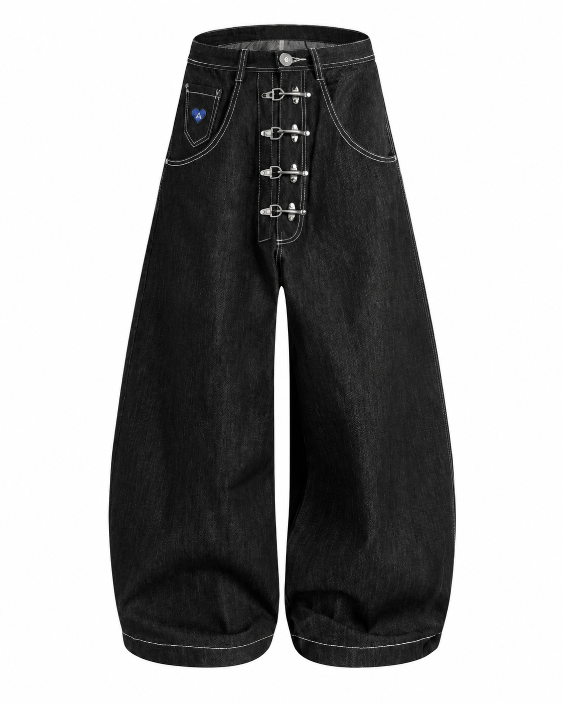 Aelfric Eden Statement Black Denim Wide-Leg Jeans