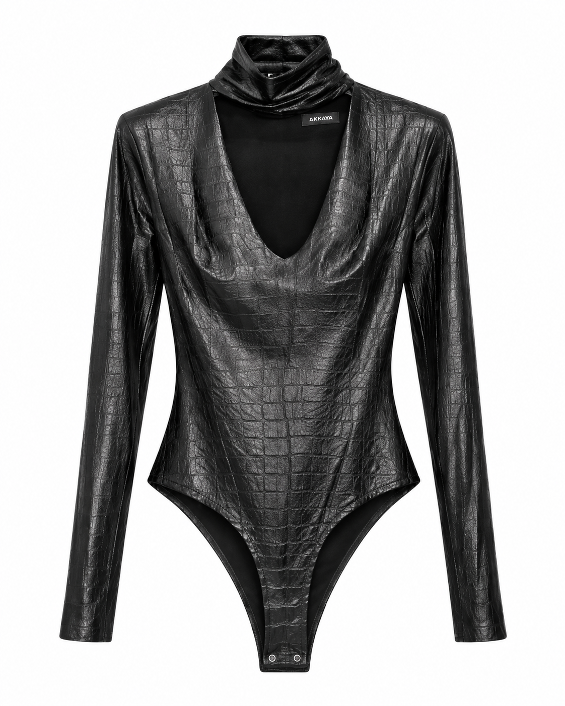 Hakan Akkaya Croc-Embossed Leather Bodysuit