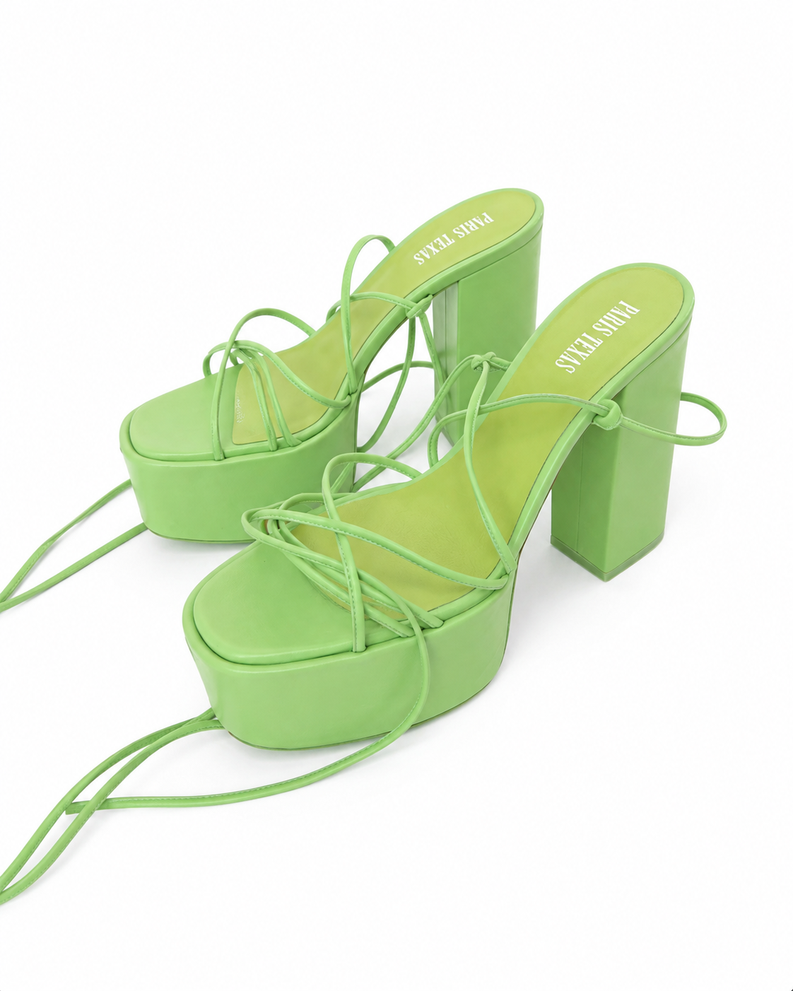 Paris Texas Green Lace-Up Platform Sandals