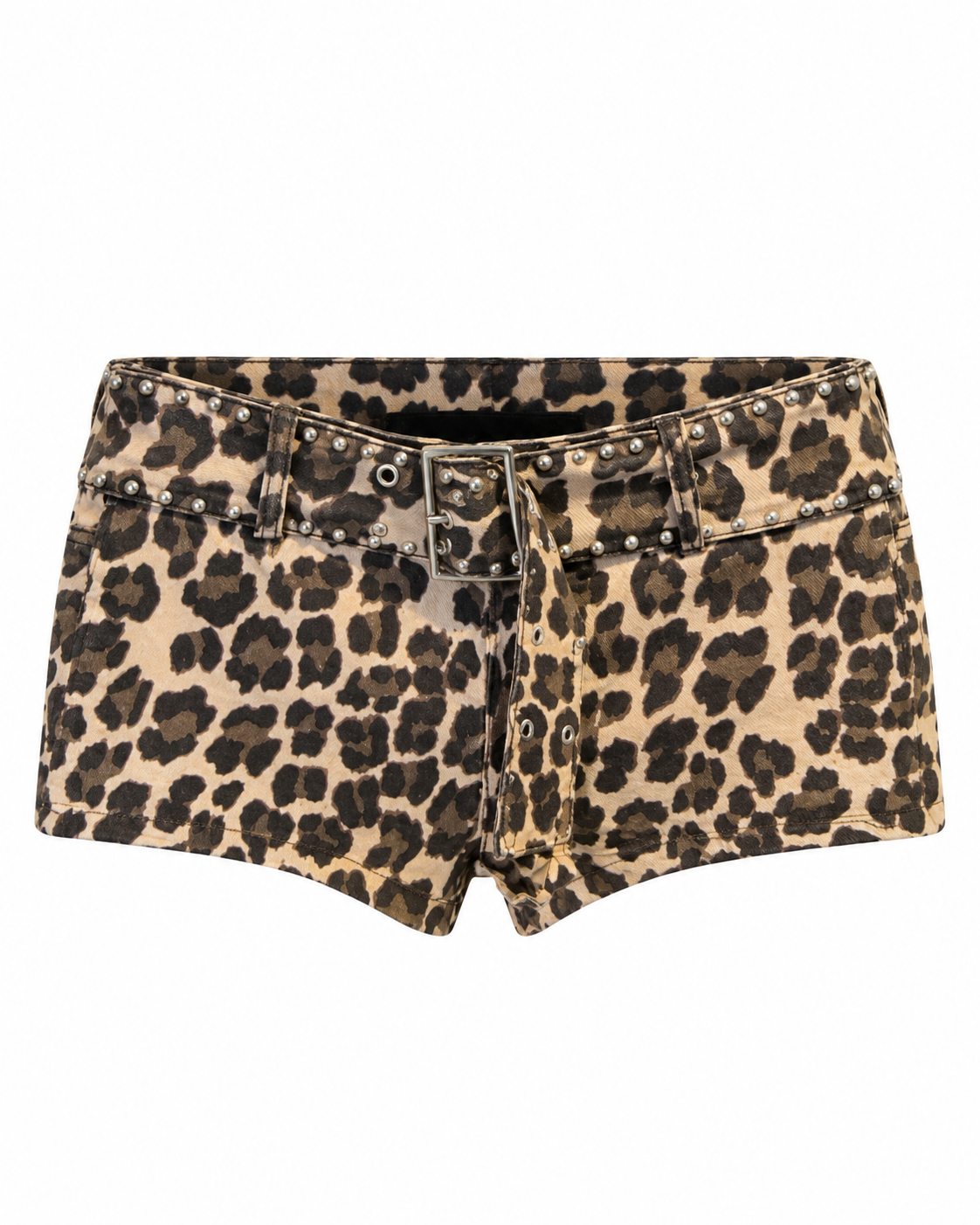 Vintage Tokyo Leopard Studded Micro Shorts