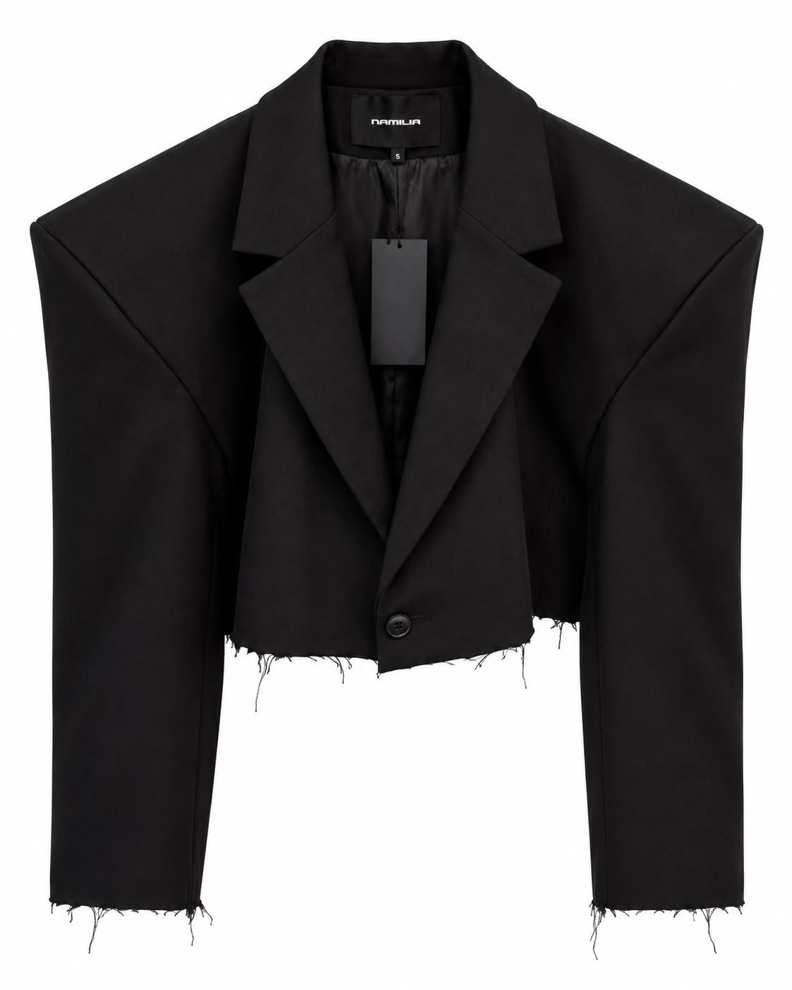 Namilia Big Shoulder Crop Blazer Black