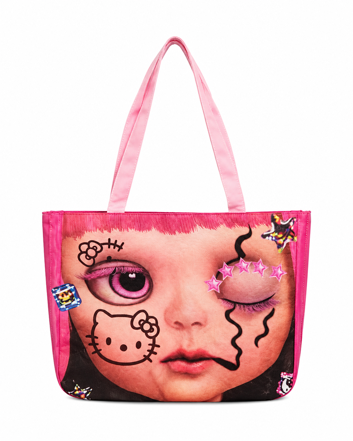 Graphic Doll Print Tote Bag