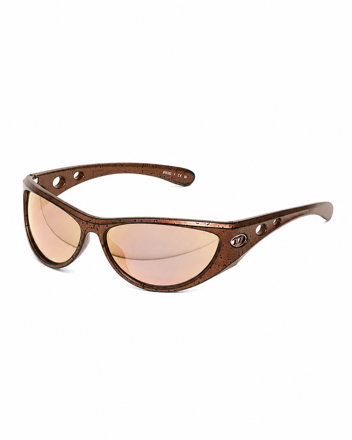 Diesel Copper Cut-Out Wraparound Sunglasses