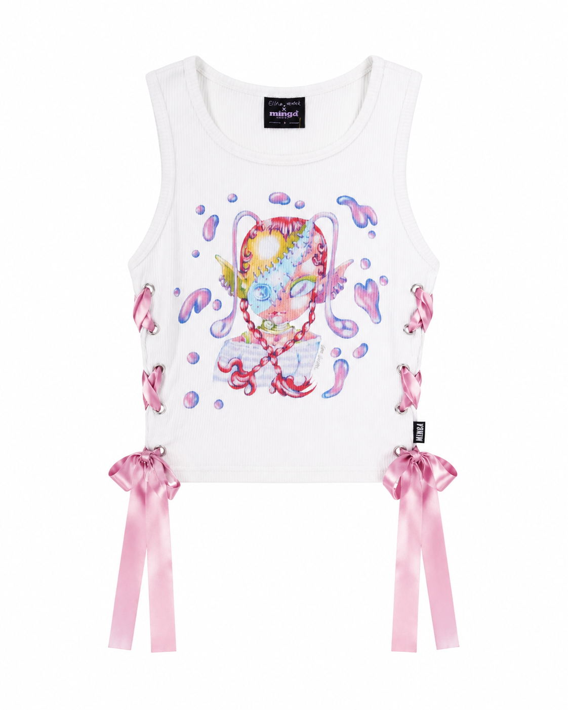 Minga London Graphic Bow Embellished Tank Top