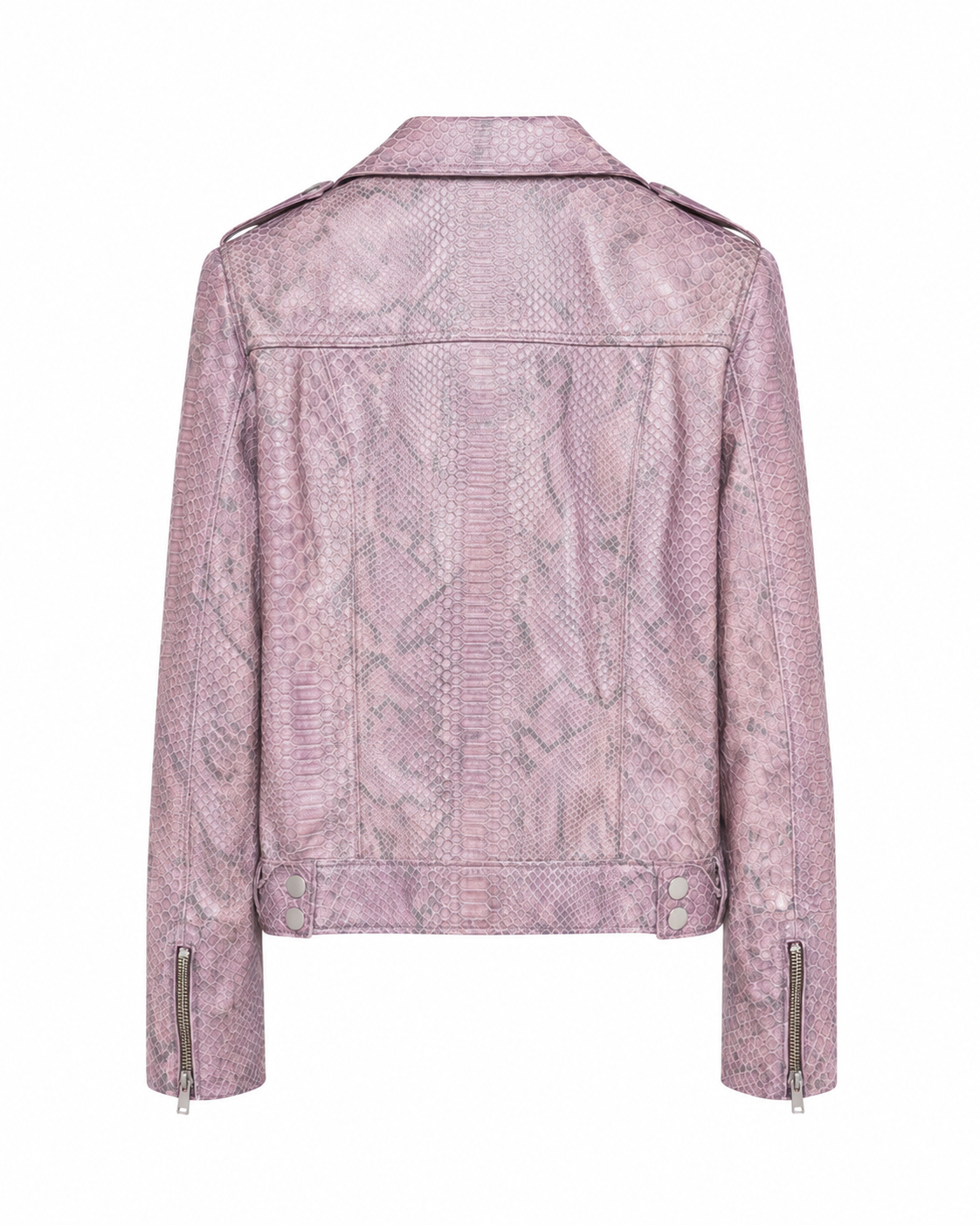Hakan Akkaya Pink Snake Leather Biker Jacket