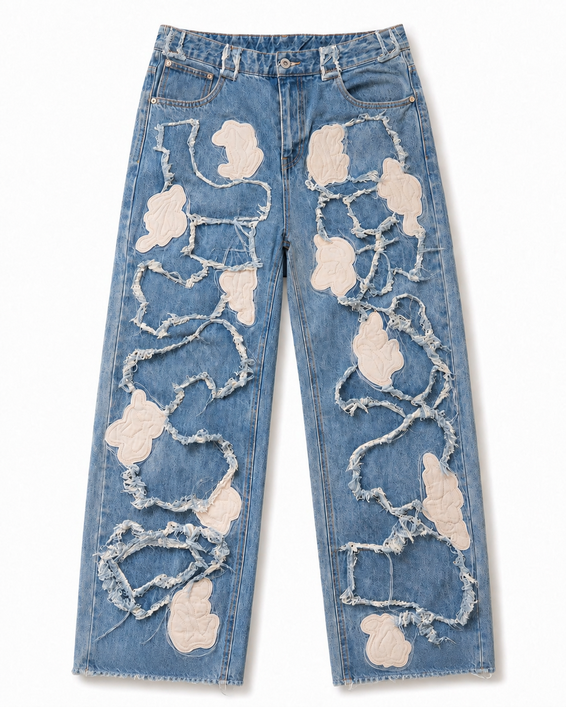 Racer Worldwide Distressed Patchwork Baggy Jeans