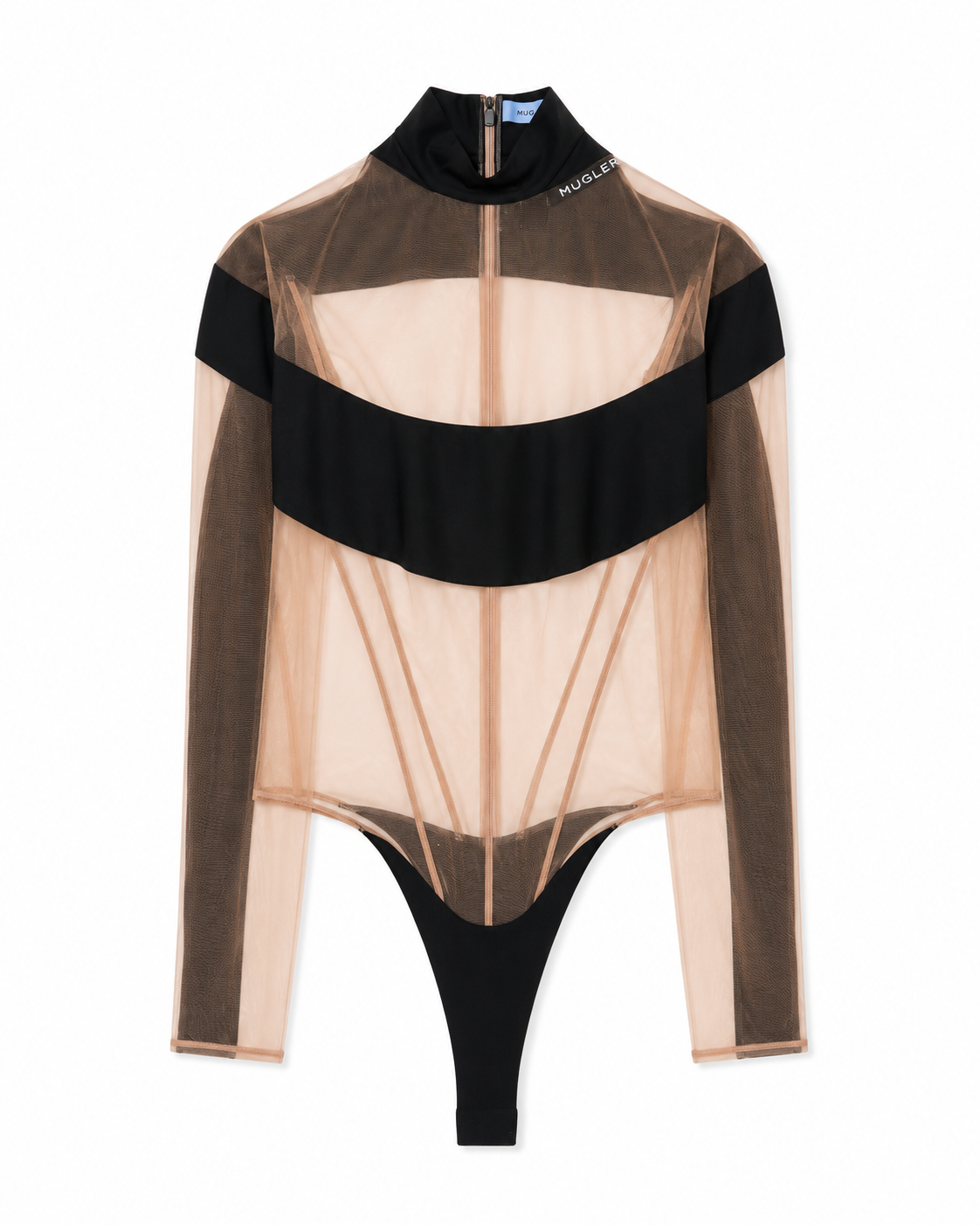Mugler Sheer Illusion Corset Bodysuit