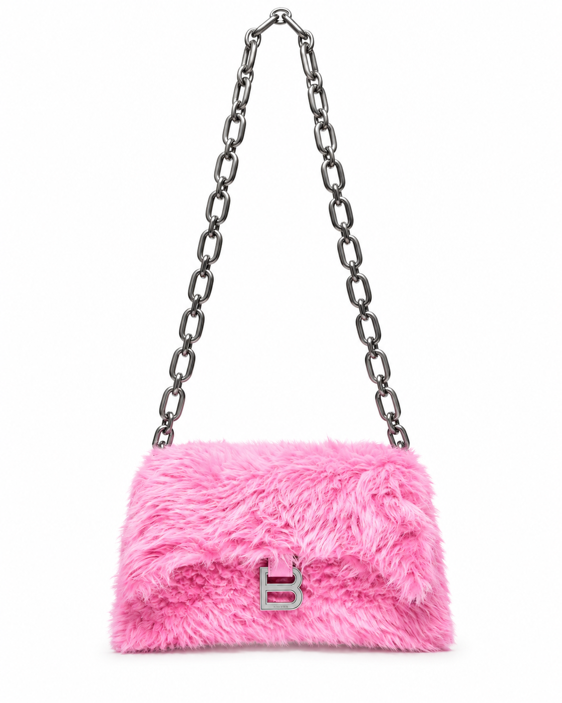 Balenciaga XS Downtown Faux Fur Shoulder Bag