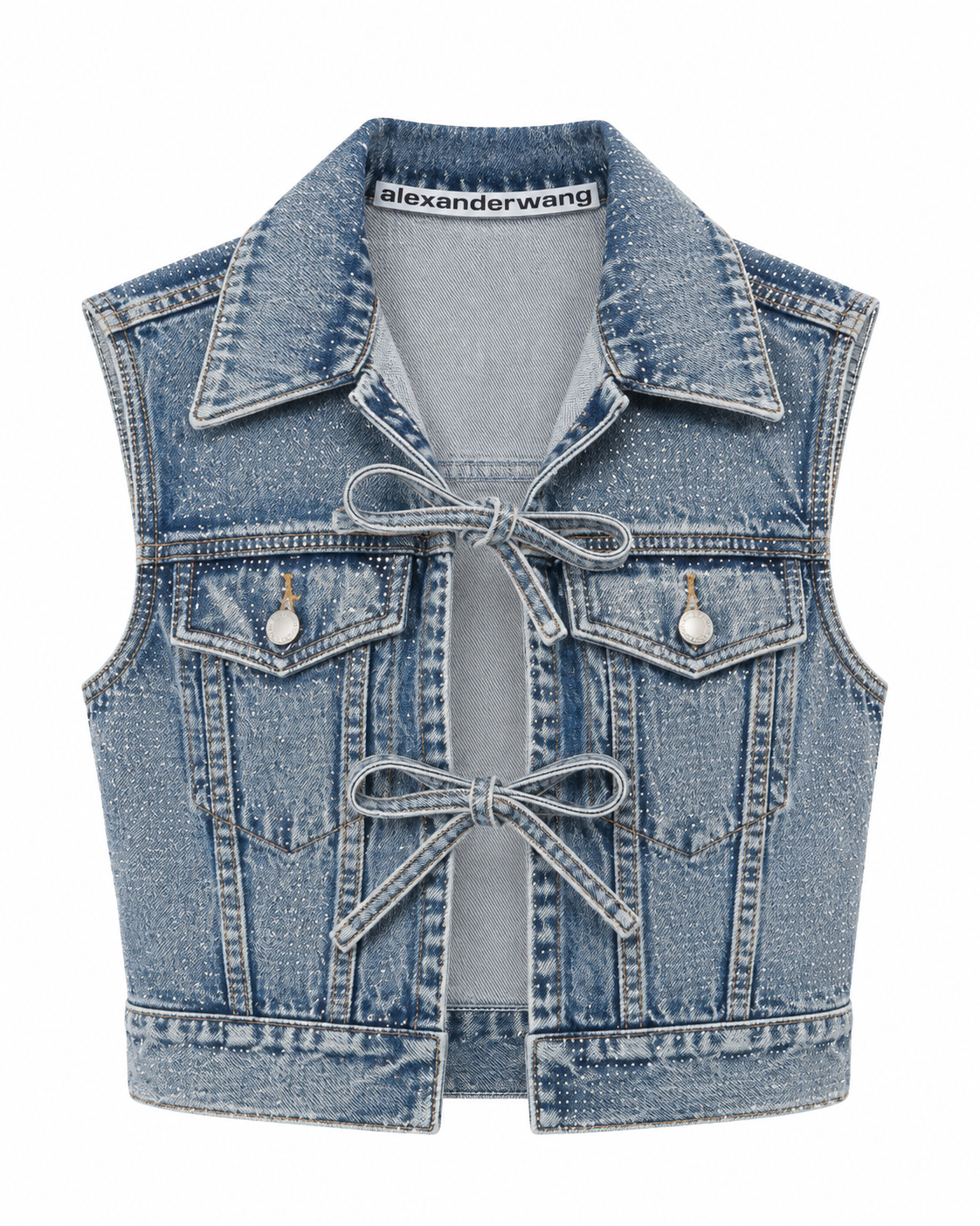 Alexander Wang Glitter Denim Bow Vest
