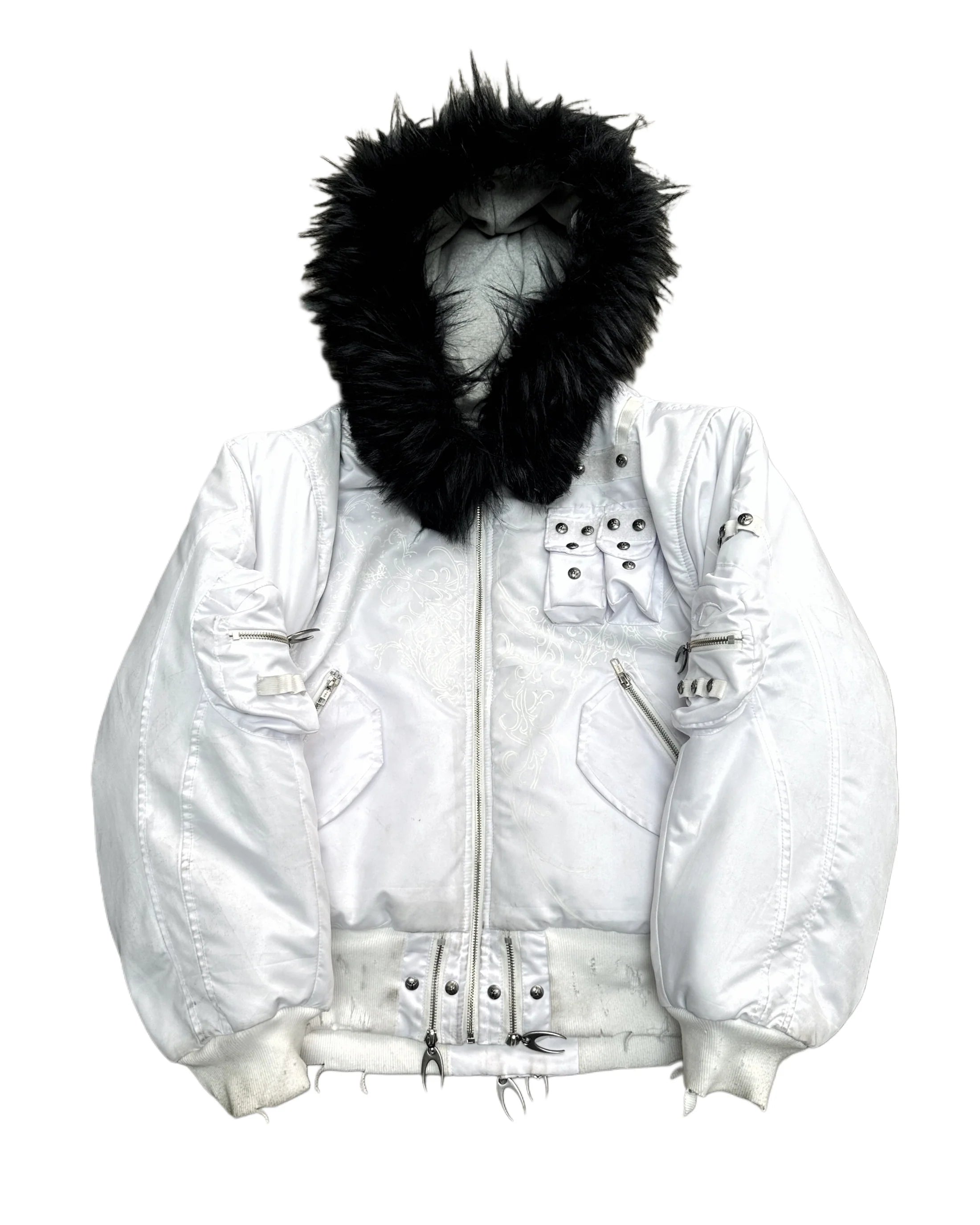 Cozy Worldwide Chaos White Reversible Bomber Jacket