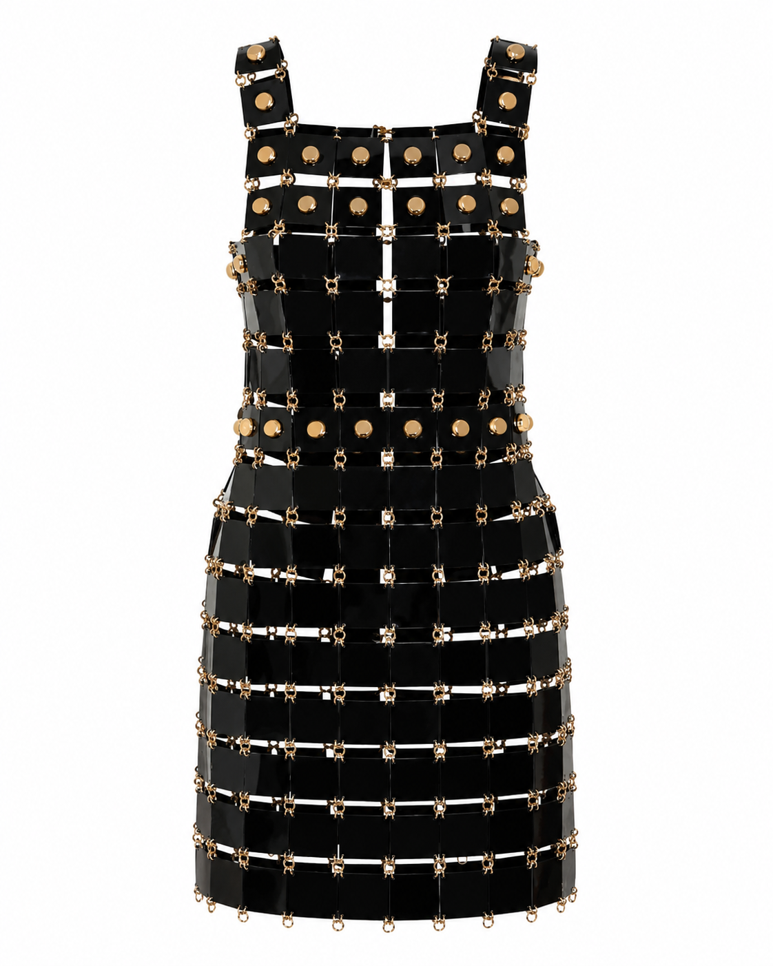 Paco Rabanne Black & Gold Embellished Chainmail Mini Dress