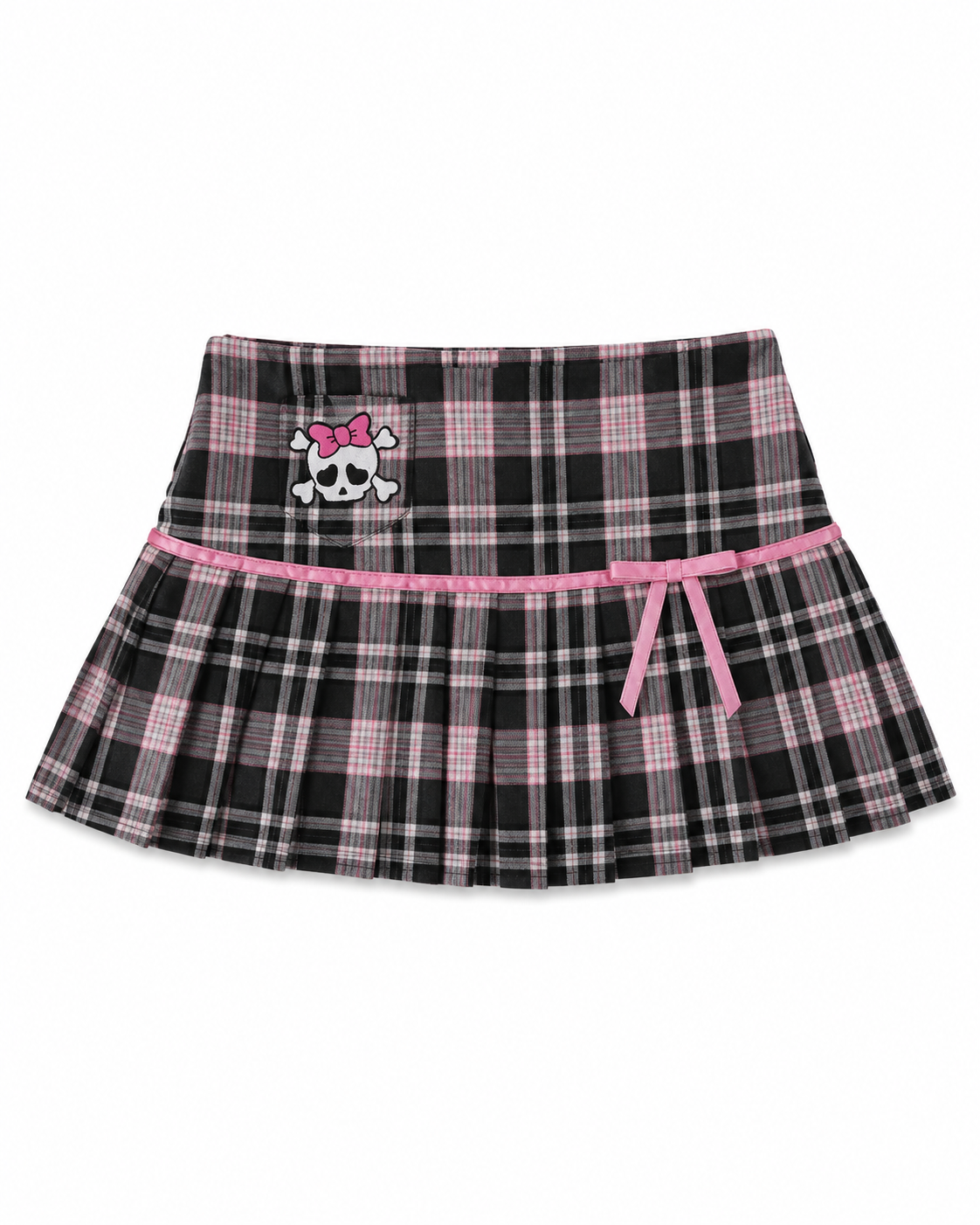 Minga London Plaid Pleated Mini Skirt Pink & Black