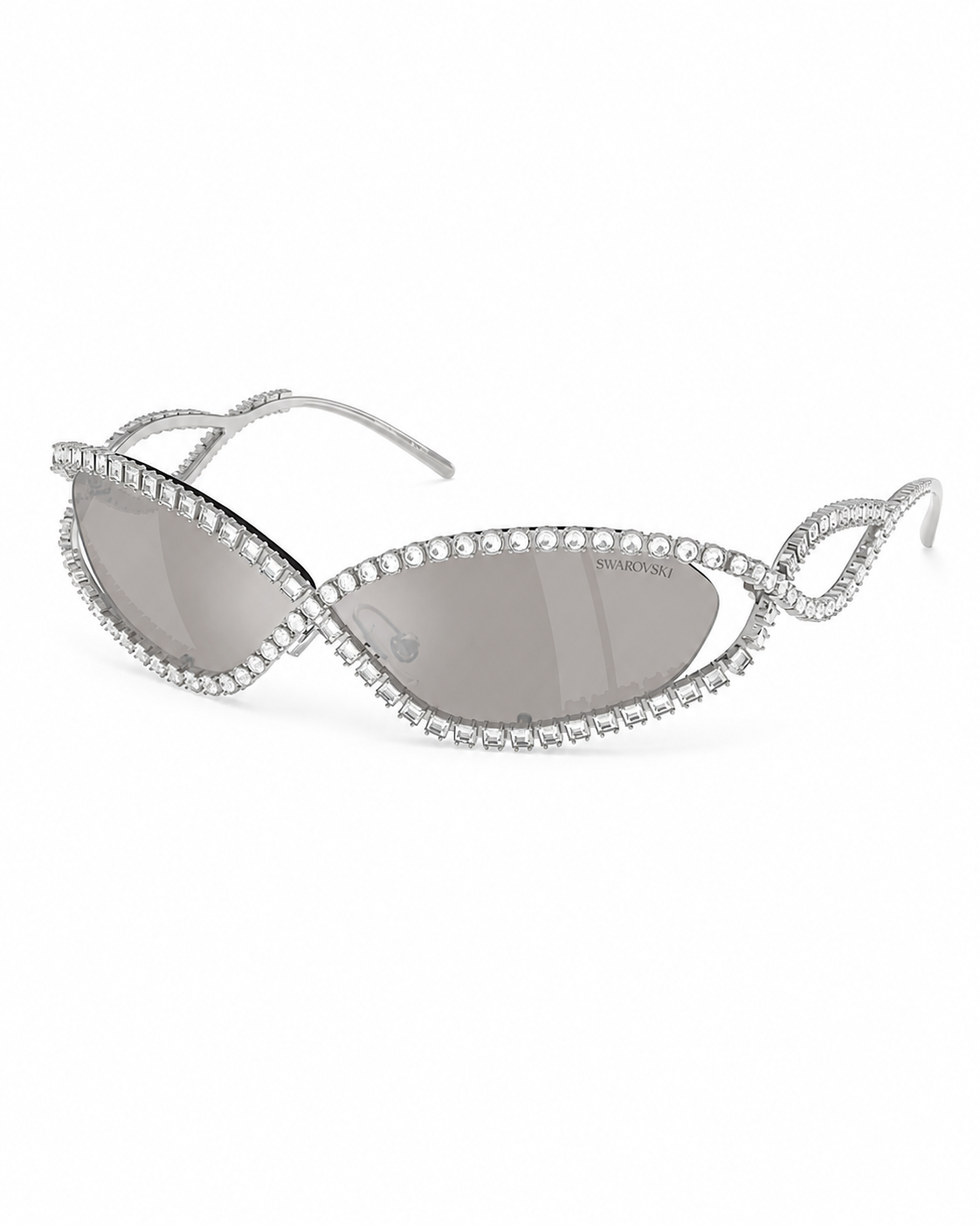 Swarovski Silver Crystal Sculptural Sunglasses