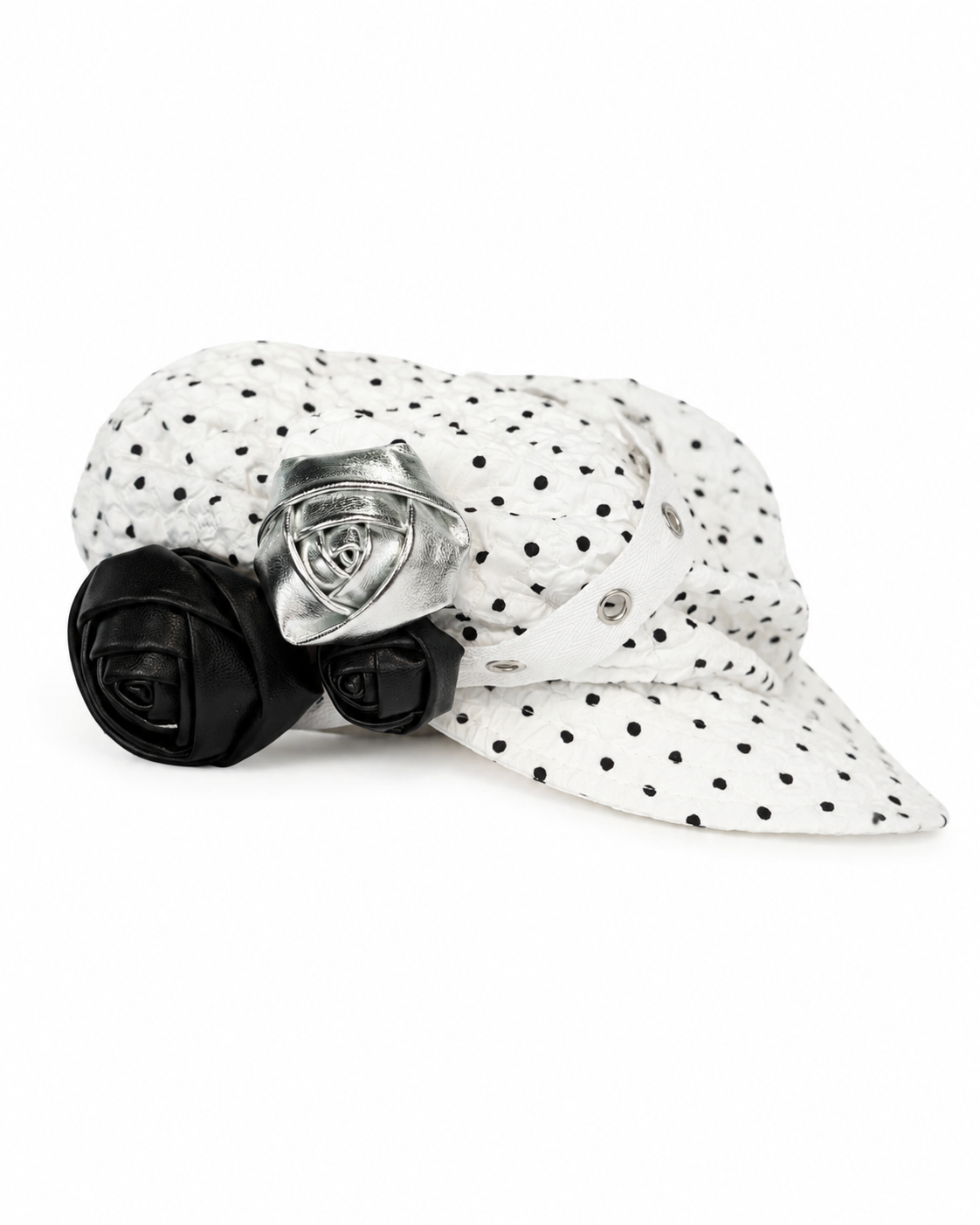 Tokyo Polka Dot Rose Embellished Sculptural Cap