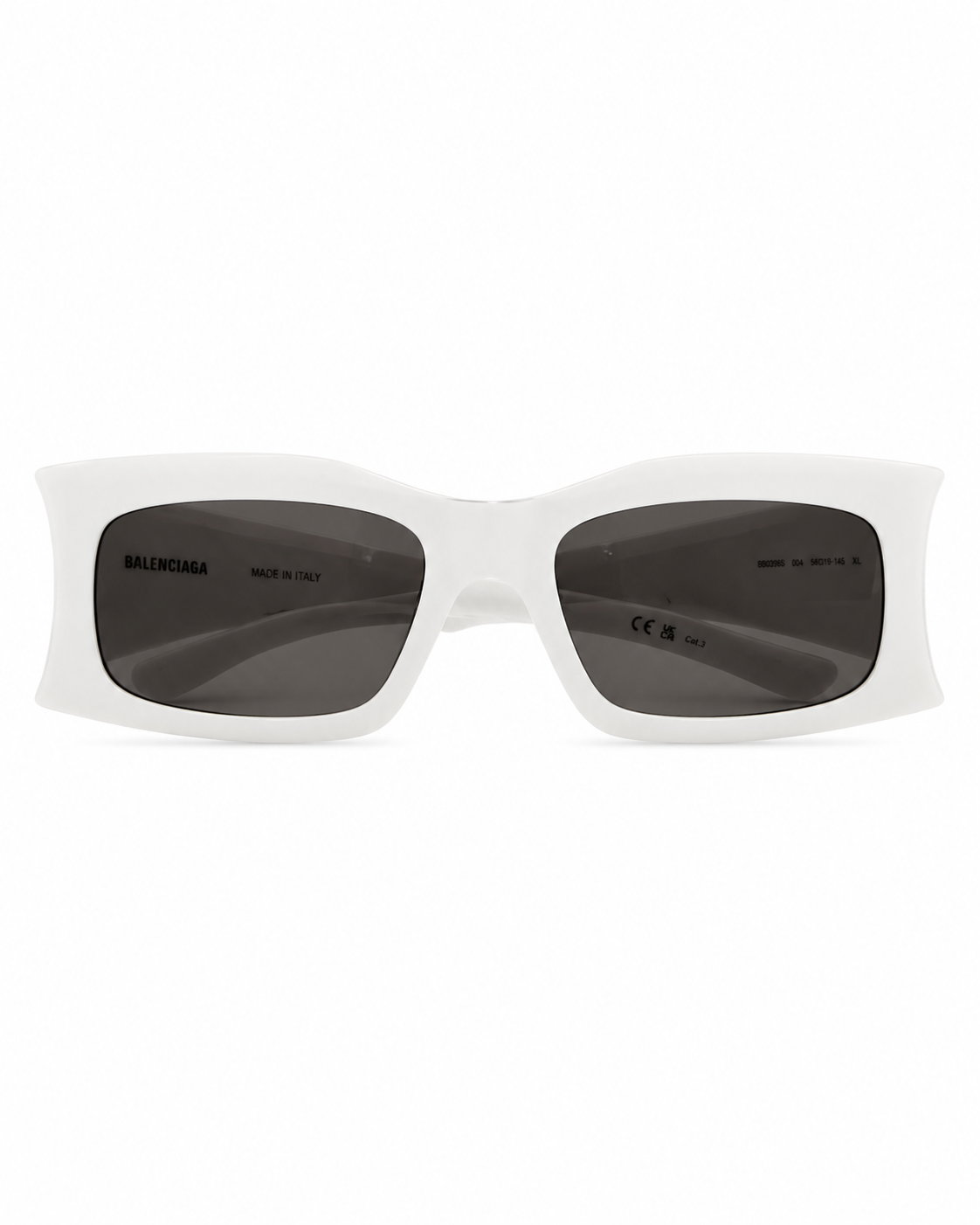 Balenciaga White Sculptural Wraparound Sunglasses