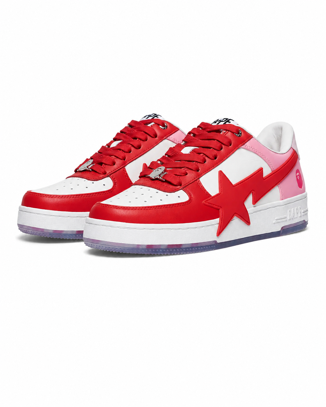 BAPE STA Low Sneakers – Red, White & Pink
