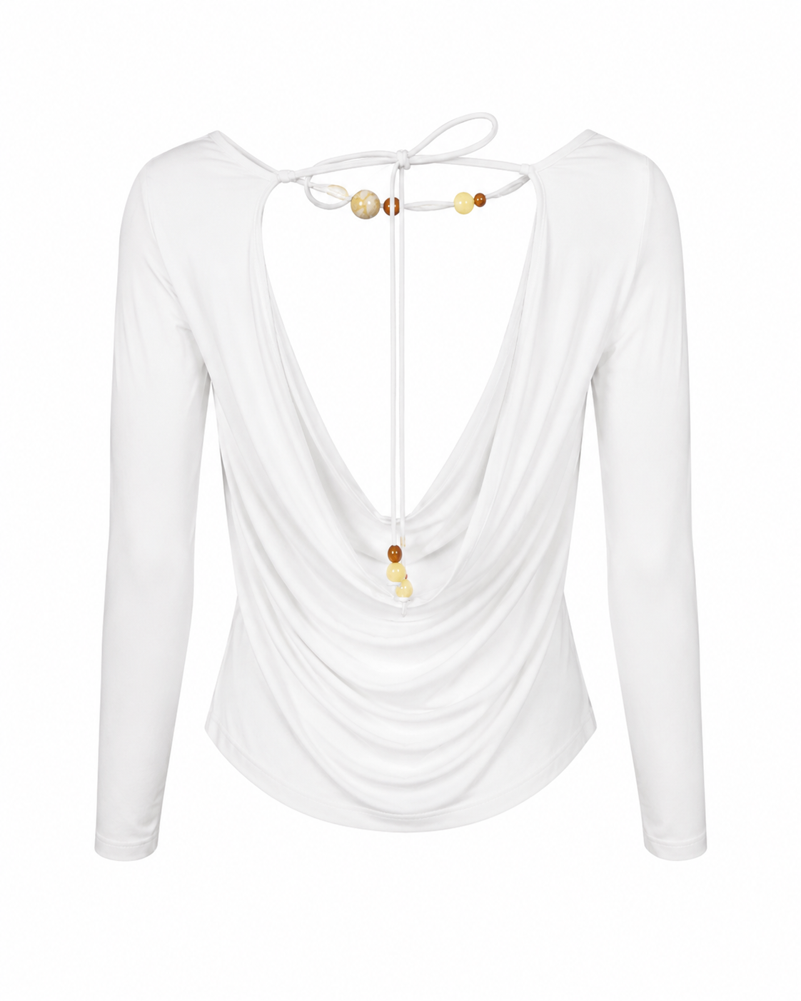 1JINNSTUDIO White Draped Open-Back Top