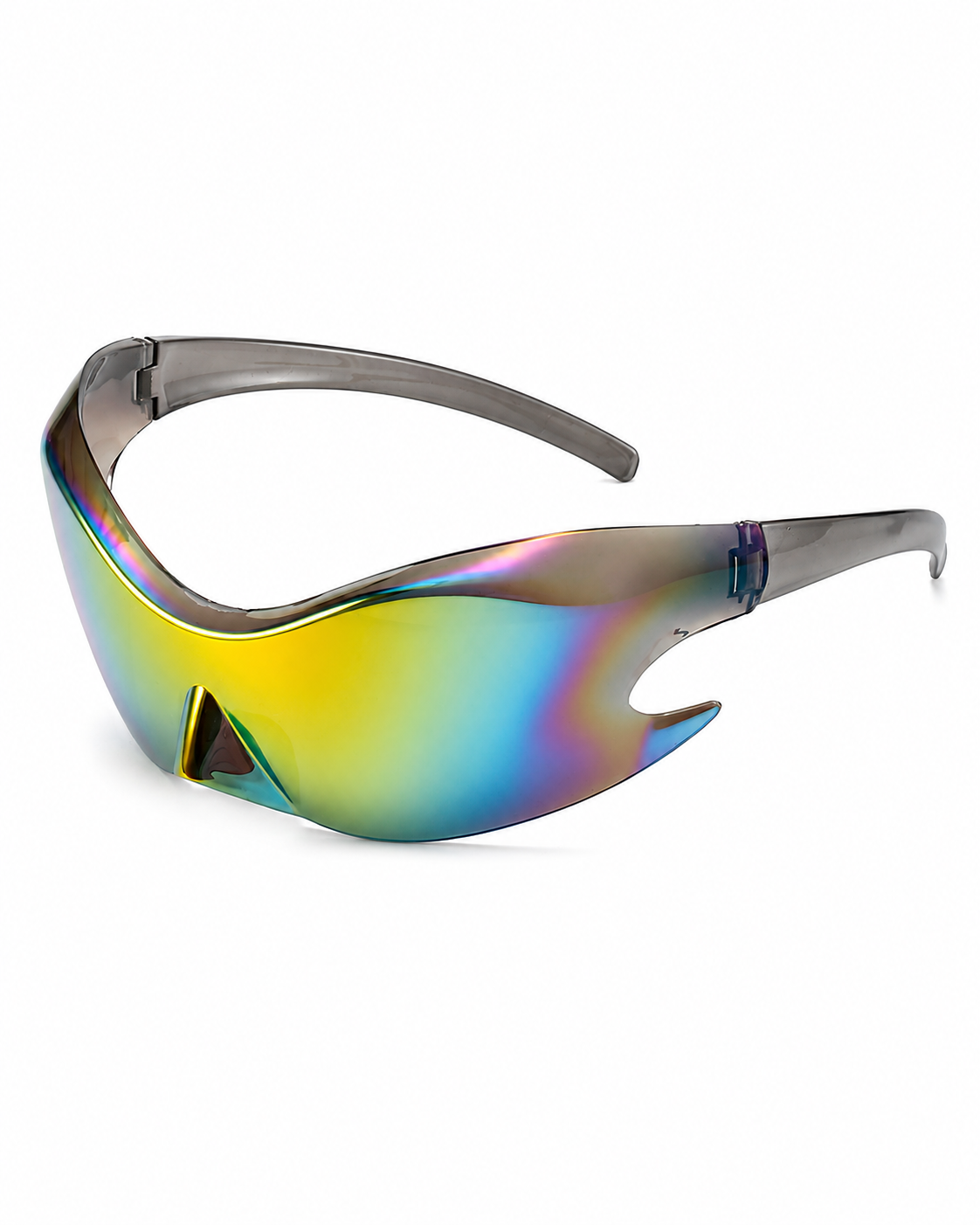 Vintage Futuristic Rainbow Shield Wraparound Sunglasses