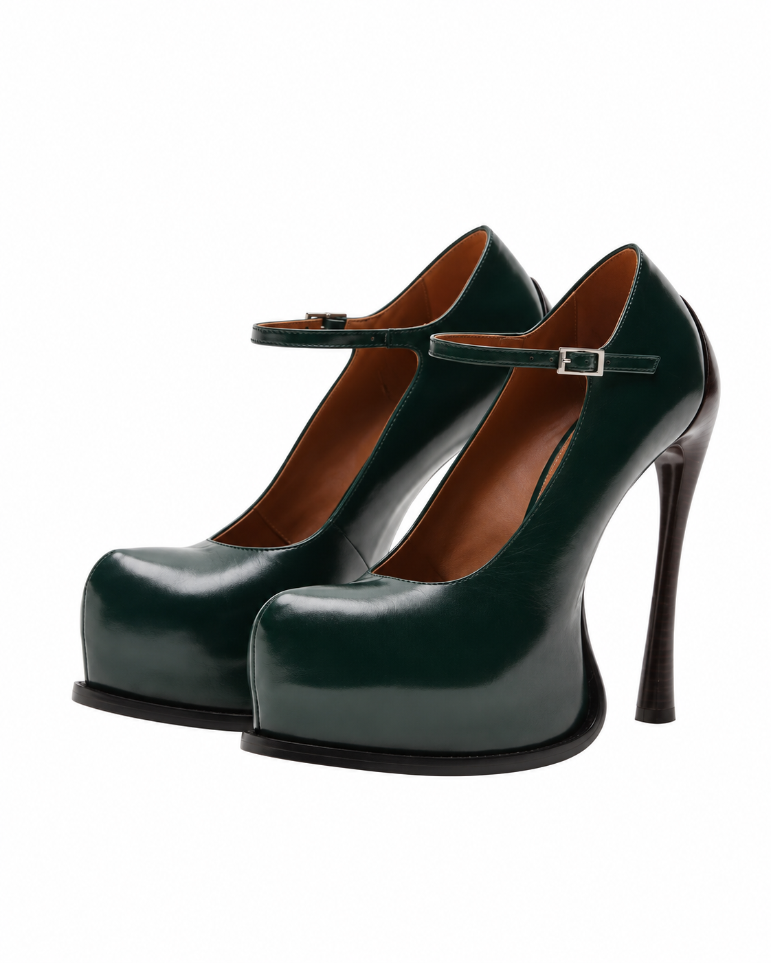 ZARA x JOHN GALLIANO – GREEN LEATHER MARY JANE PLATFORM HEELS