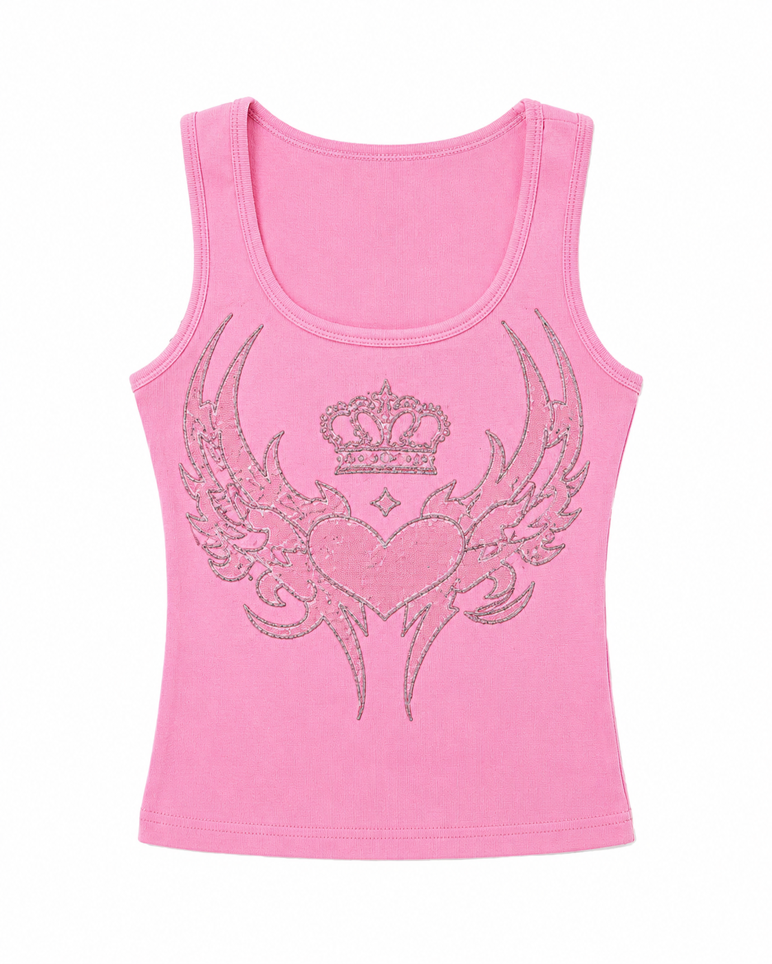 Pink Winged Heart Y2K Tank Top