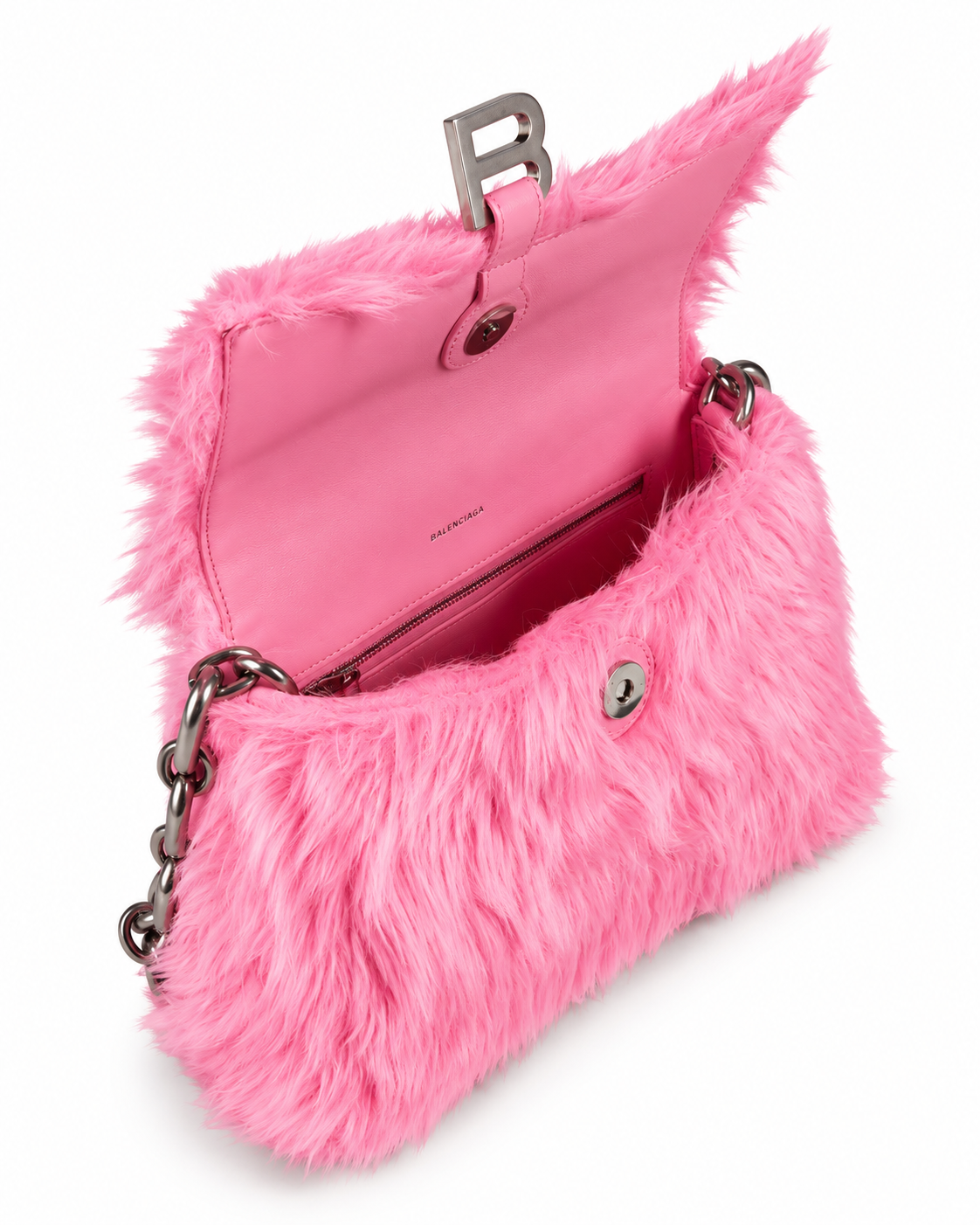 Balenciaga XS Downtown Faux Fur Shoulder Bag