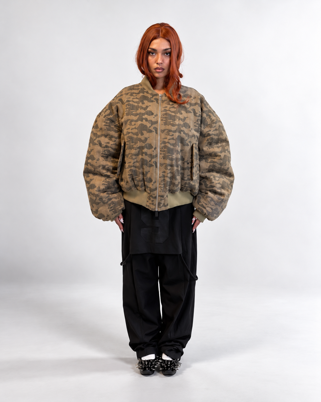Tokyo Vintage Camo Oversized Bomber Jacket