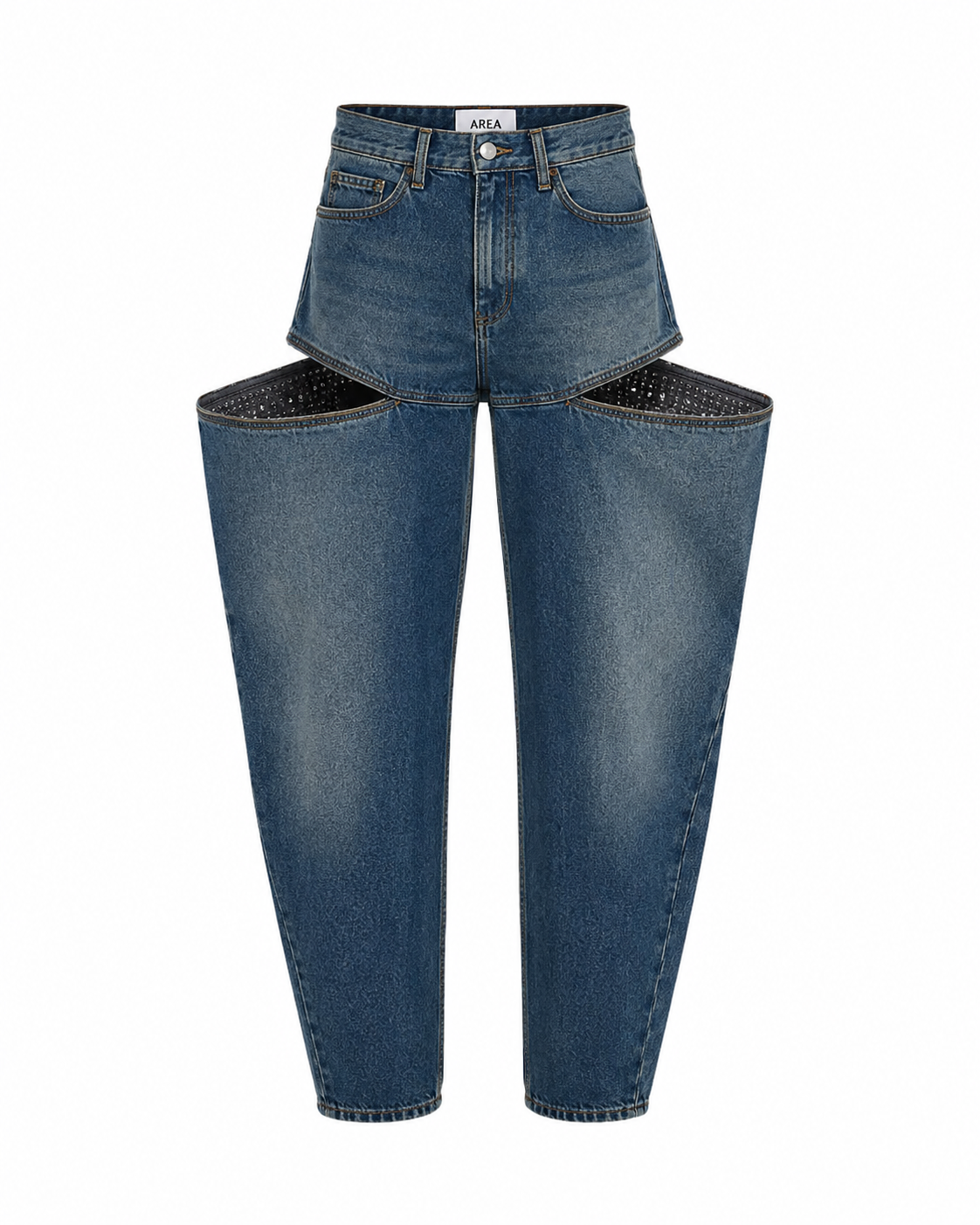 AREA Crystal Cut-Out Denim Jeans
