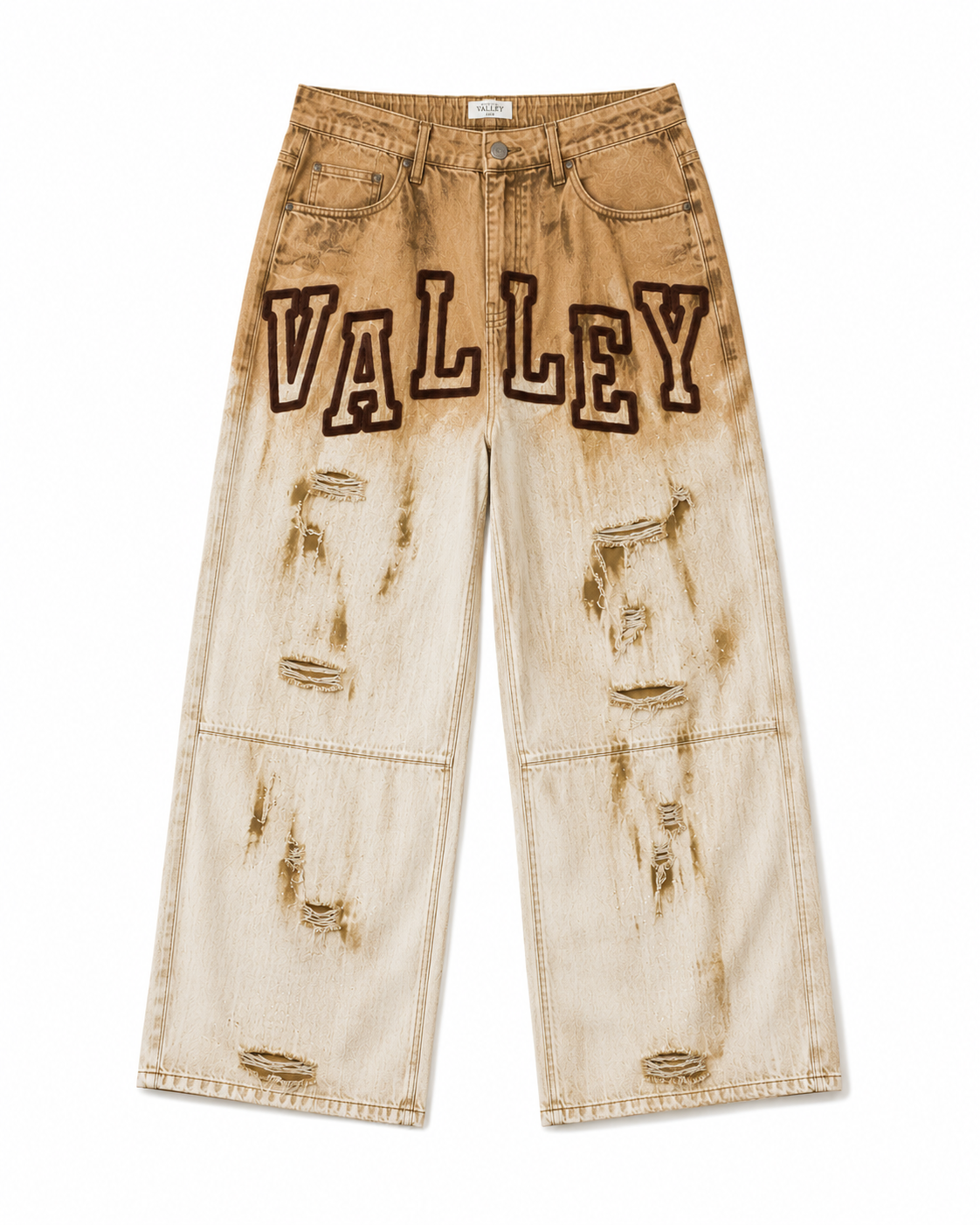 Valley Distressed Gradient Wide-Leg Jeans