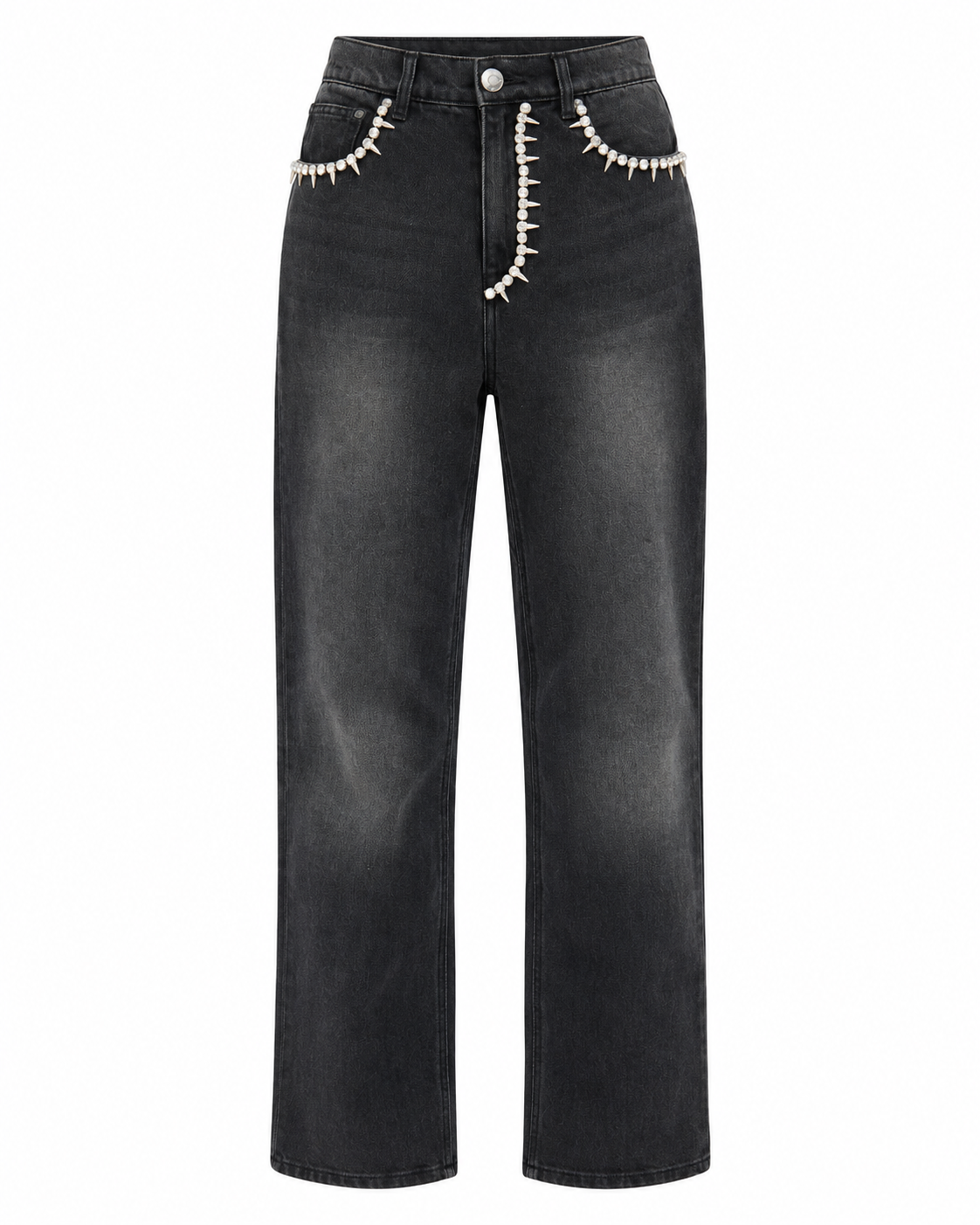 AREA Crystal Fringe Straight-Leg Jeans