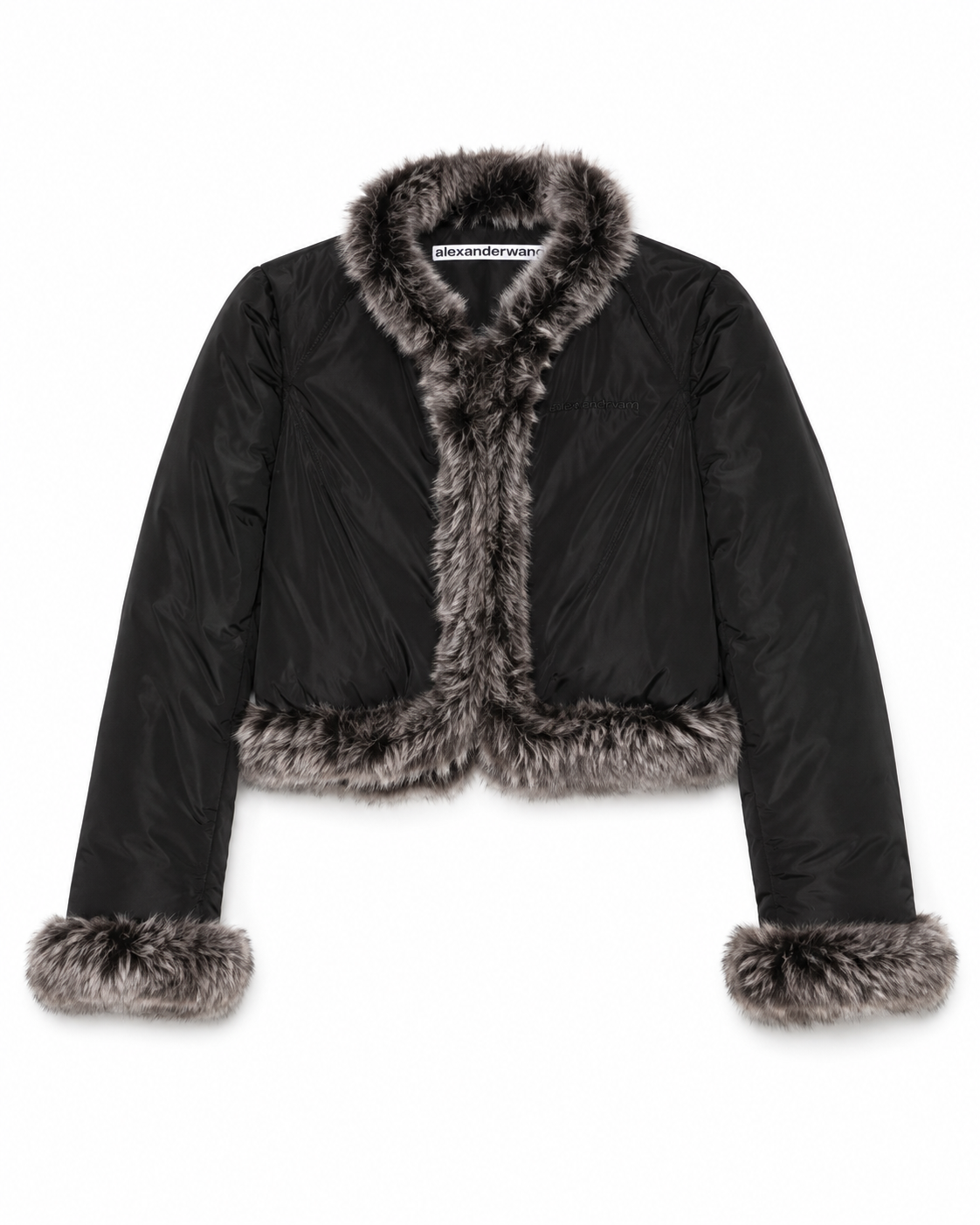 Alexander Wang Faux Fur-Trim Cropped Puffer Jacket