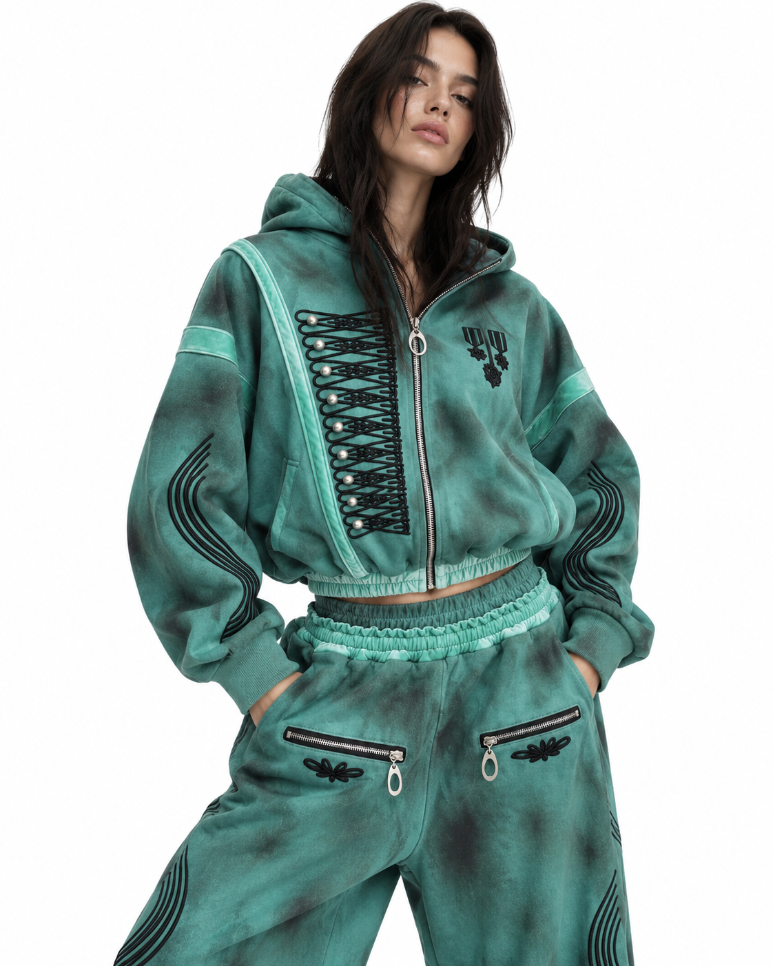 Cozy Worldwide Washed Turquoise Statement Tracksuit