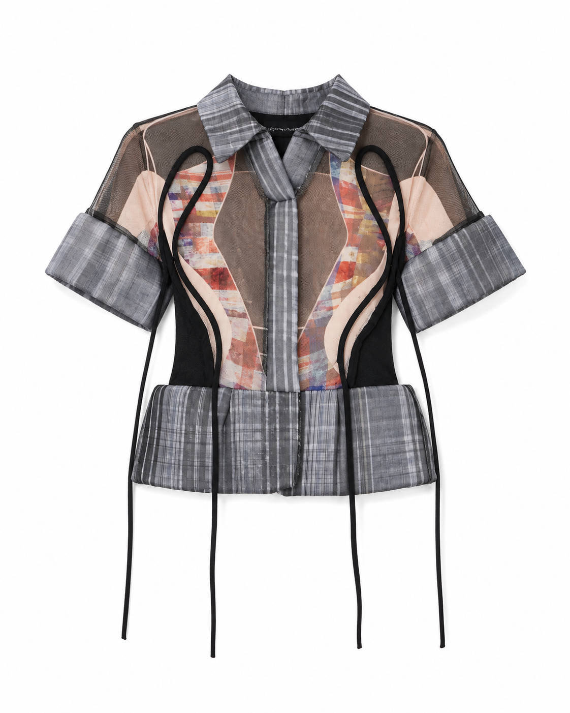 Ottolinger Sculptural Plaid Mesh Top