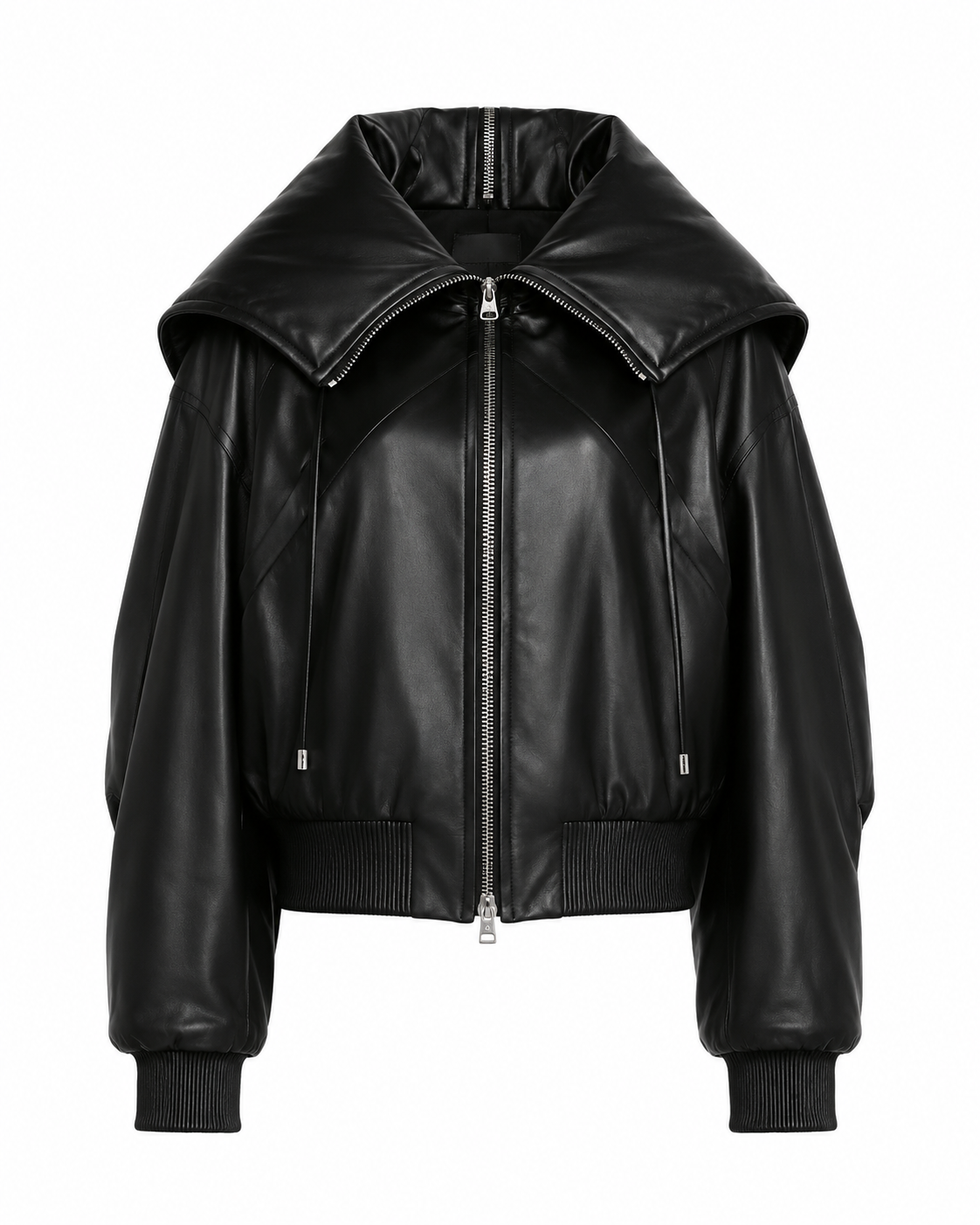 The Attico Oversized Collar Leather Bomber Jacket